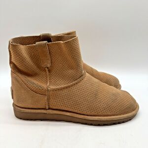 UGG Classic Unlined Mini Perf Boots Women's 8 Tan Suede Perforated 1016852